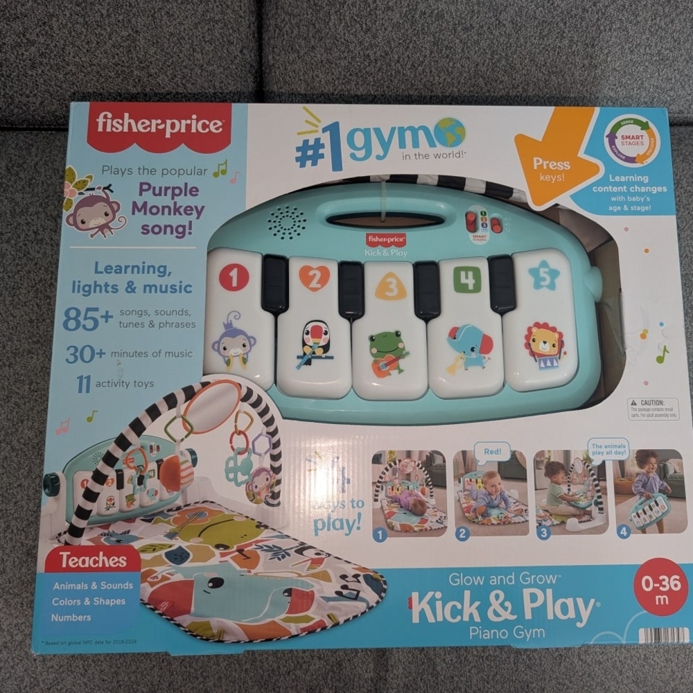 Fisher-Price Kick & Play Piano Gym - Aqua, White, Black